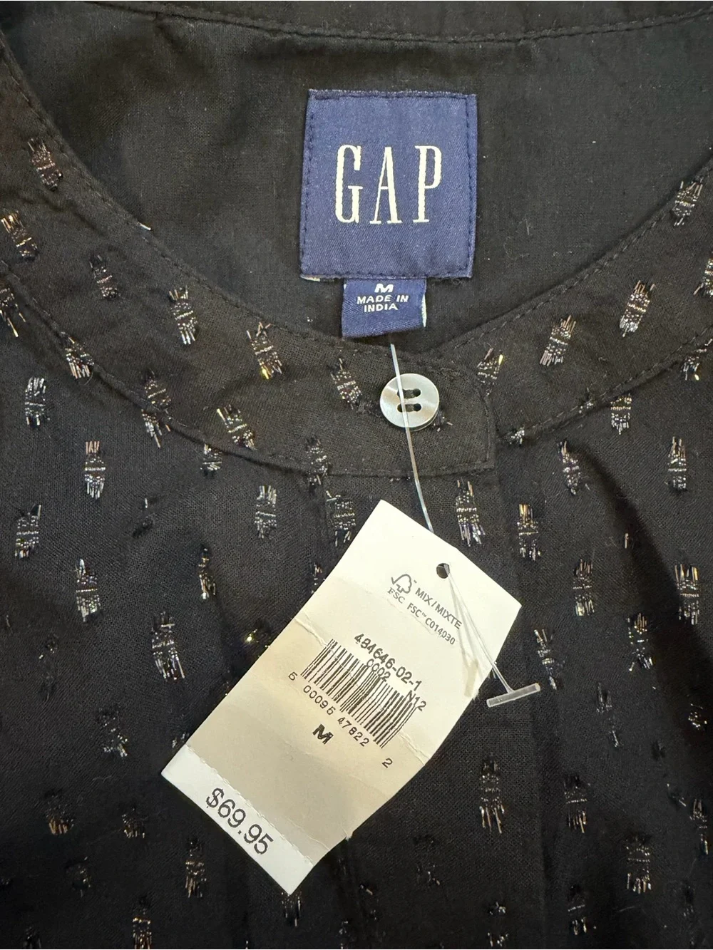 GAP Black Blouse with Metallic Dot Detail - Picture 4 of 5